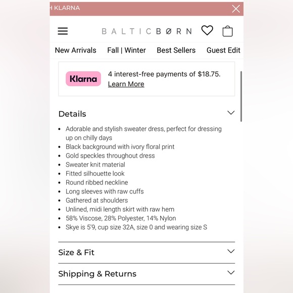 Baltic Born Black and Cream Knit Floral Dress size M. Just beautiful! - Picture 7 of 7